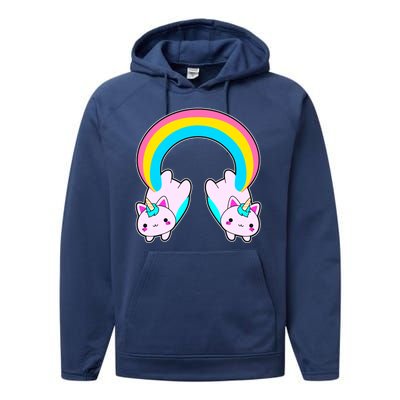 Rainbow Cat Twin Caticorns Performance Fleece Hoodie