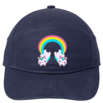 Rainbow Cat Twin Caticorns 7-Panel Snapback Hat