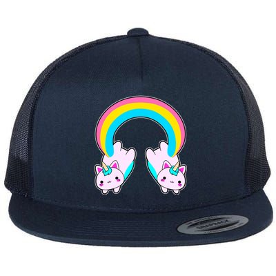 Rainbow Cat Twin Caticorns Flat Bill Trucker Hat