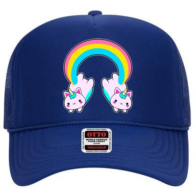 Rainbow Cat Twin Caticorns High Crown Mesh Back Trucker Hat