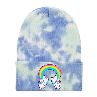 Rainbow Cat Twin Caticorns Tie Dye 12in Knit Beanie