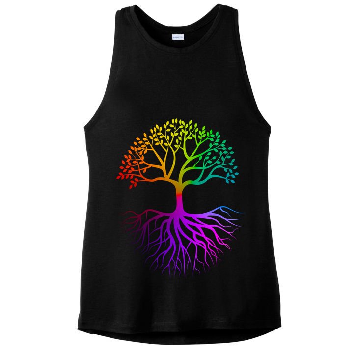 Rainbow Colorful - Tree Of life Ladies PosiCharge Tri-Blend Wicking Tank