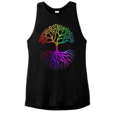 Rainbow Colorful - Tree Of life Ladies PosiCharge Tri-Blend Wicking Tank