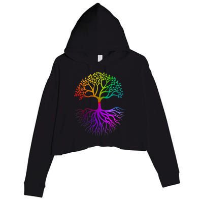 Rainbow Colorful - Tree Of life Crop Fleece Hoodie