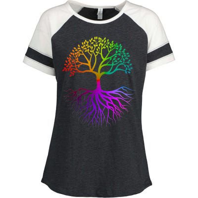 Rainbow Colorful - Tree Of life Enza Ladies Jersey Colorblock Tee