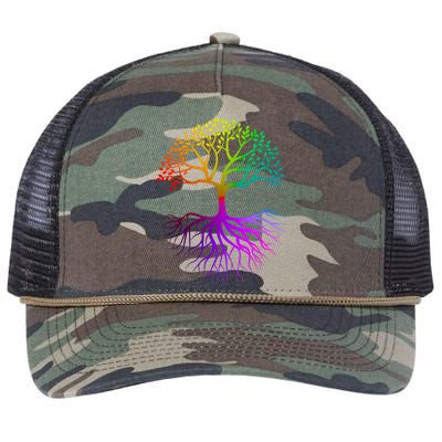 Rainbow Colorful - Tree Of life Retro Rope Trucker Hat Cap