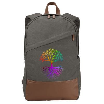 Rainbow Colorful - Tree Of life Cotton Canvas Backpack