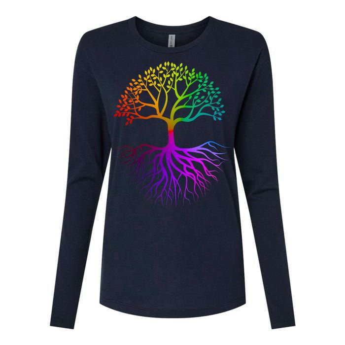 Rainbow Colorful - Tree Of life Womens Cotton Relaxed Long Sleeve T-Shirt