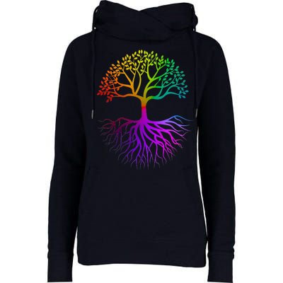 Rainbow Colorful - Tree Of life Womens Funnel Neck Pullover Hood