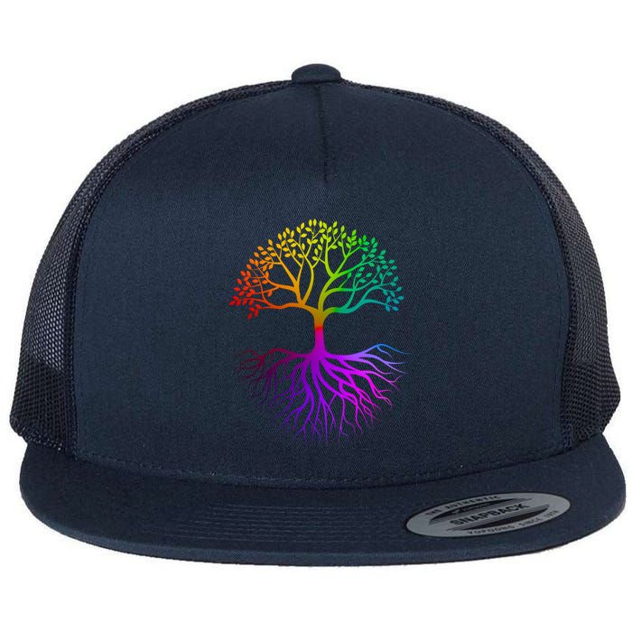 Rainbow Colorful - Tree Of life Flat Bill Trucker Hat