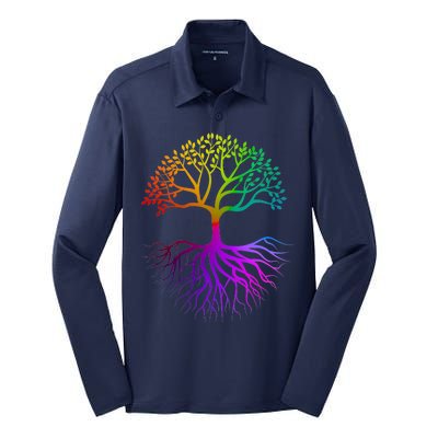 Rainbow Colorful - Tree Of life Silk Touch Performance Long Sleeve Polo