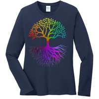 Rainbow Colorful - Tree Of life Ladies Long Sleeve Shirt