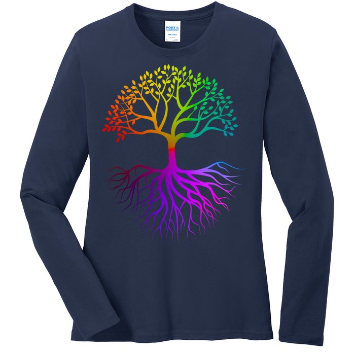 Rainbow Colorful - Tree Of life Ladies Long Sleeve Shirt