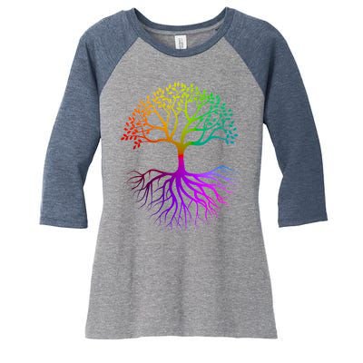 Rainbow Colorful - Tree Of life Women's Tri-Blend 3/4-Sleeve Raglan Shirt