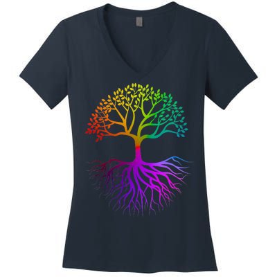 Rainbow Colorful - Tree Of life Women's V-Neck T-Shirt