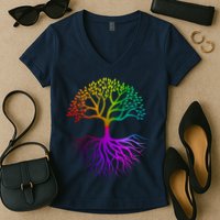 Rainbow Colorful - Tree Of life Women's V-Neck T-Shirt