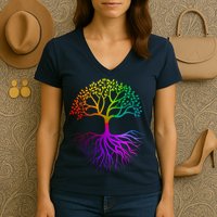 Rainbow Colorful - Tree Of life Women's V-Neck T-Shirt