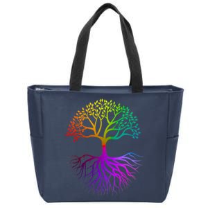 Rainbow Colorful - Tree Of life Zip Tote Bag