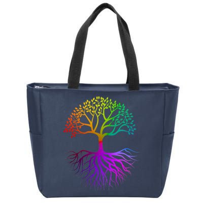 Rainbow Colorful - Tree Of life Zip Tote Bag