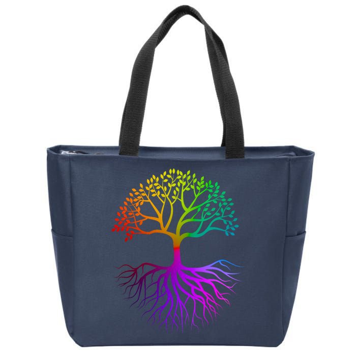 Rainbow Colorful - Tree Of life Zip Tote Bag