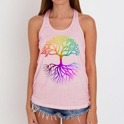 Rainbow Colorful - Tree Of life Women's Knotted Racerback Tank