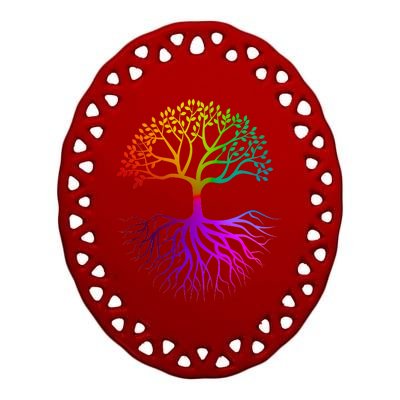 Rainbow Colorful - Tree Of life Ceramic Oval Ornament