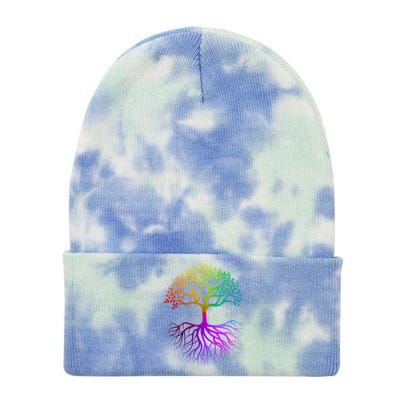 Rainbow Colorful - Tree Of life Tie Dye 12in Knit Beanie