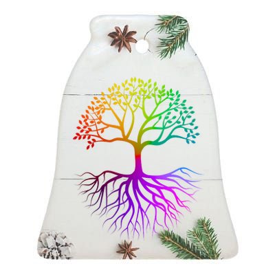 Rainbow Colorful - Tree Of life Ceramic Bell Ornament