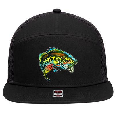 Rainbow Colorful Bass 7 Panel Mesh Trucker Snapback Hat