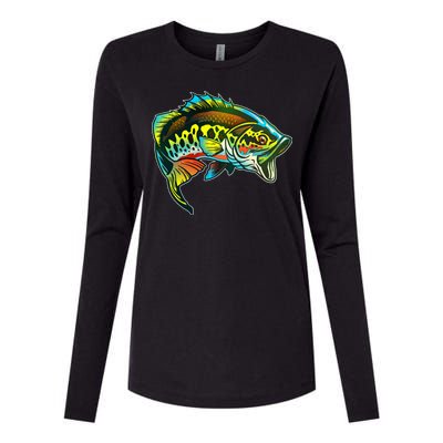 Rainbow Colorful Bass Womens Cotton Relaxed Long Sleeve T-Shirt