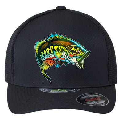 Rainbow Colorful Bass Flexfit Unipanel Trucker Cap