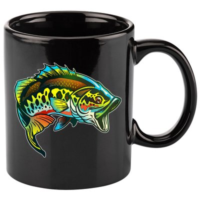 Rainbow Colorful Bass 11oz C Handle Ceramic Mug
