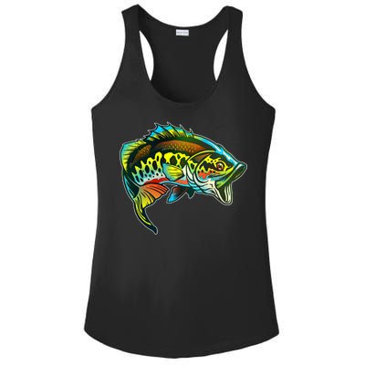 Rainbow Colorful Bass Ladies PosiCharge Competitor Racerback Tank