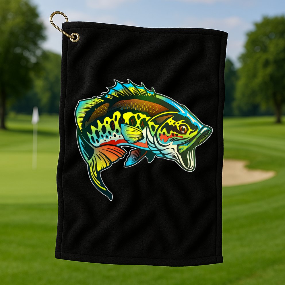 Rainbow Colorful Bass Golf Towel