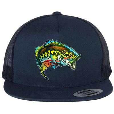 Rainbow Colorful Bass Flat Bill Trucker Hat