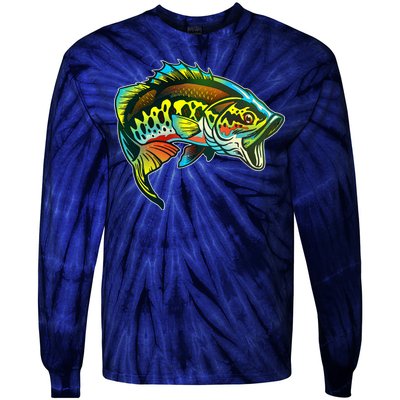 Rainbow Colorful Bass Tie-Dye Long Sleeve Shirt