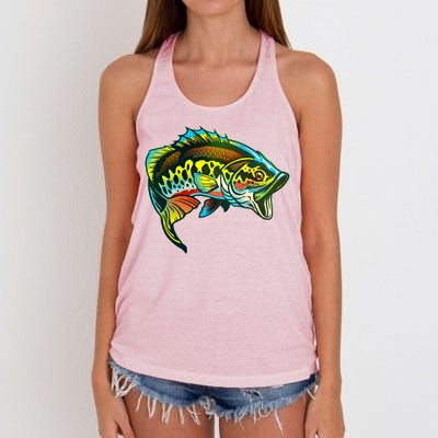 Rainbow Colorful Bass Women's Knotted Racerback Tank