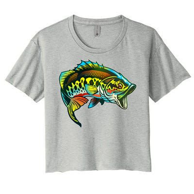 Rainbow Colorful Bass Women's Crop Top Tee