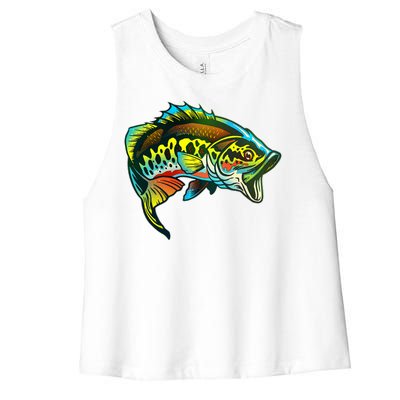 Rainbow Colorful Bass Women's Racerback Cropped Tank