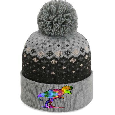 Rainbow Colorful Trex Dinosaur The Baniff Cuffed Pom Beanie