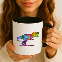Rainbow Colorful Trex Dinosaur Mug