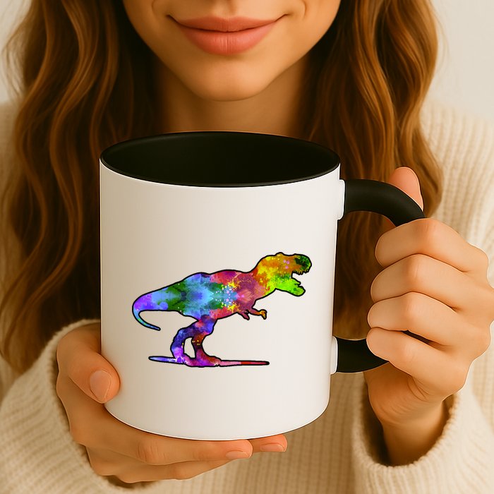 Rainbow Colorful Trex Dinosaur Mug