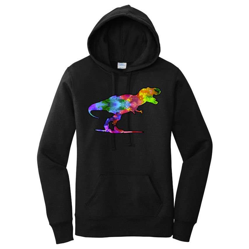 Rainbow Colorful Trex Dinosaur Women's Pullover Hoodie