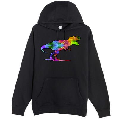 Rainbow Colorful Trex Dinosaur Premium Pullover Hoodie
