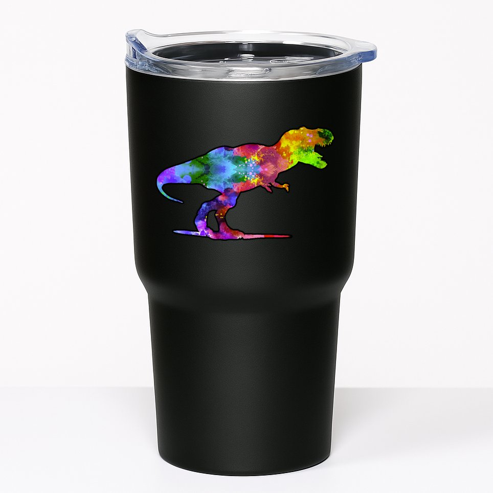 Rainbow Colorful Trex Dinosaur Tumbler