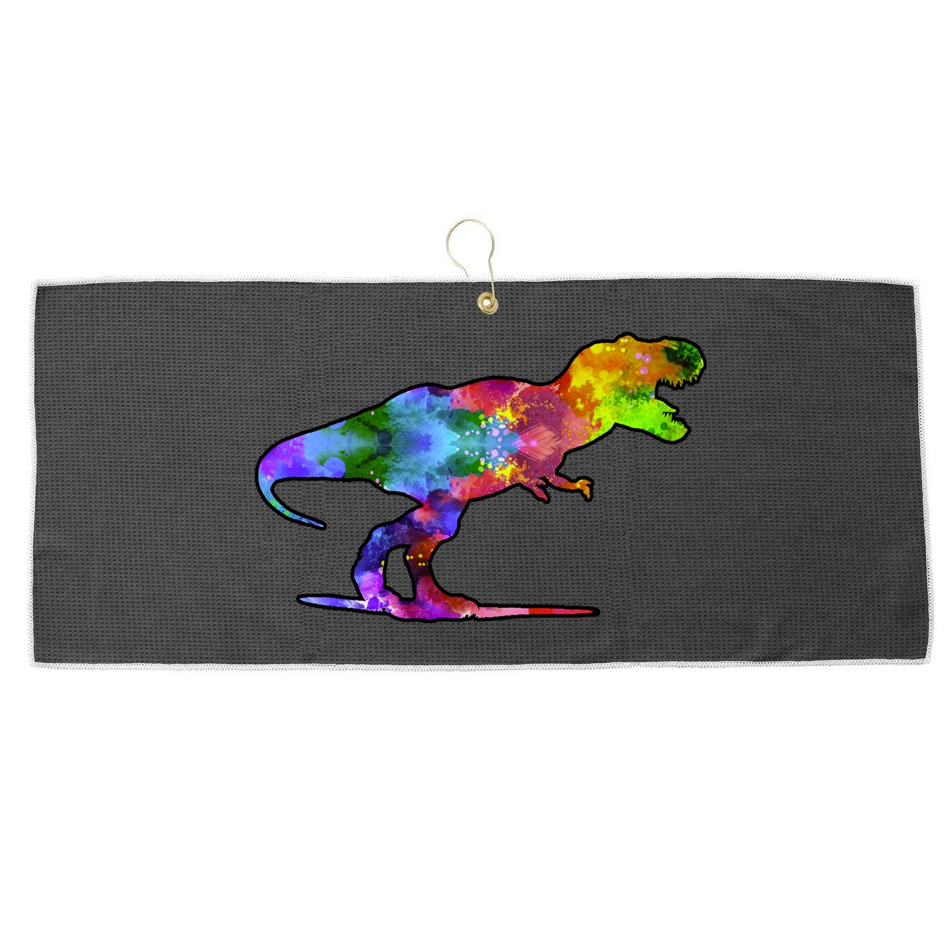 Rainbow Colorful Trex Dinosaur Large Microfiber Waffle Golf Towel