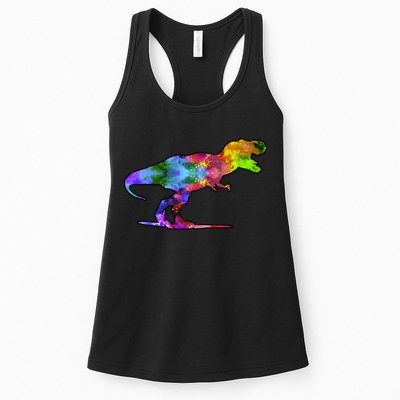 Rainbow Colorful Trex Dinosaur Womens Tank Top