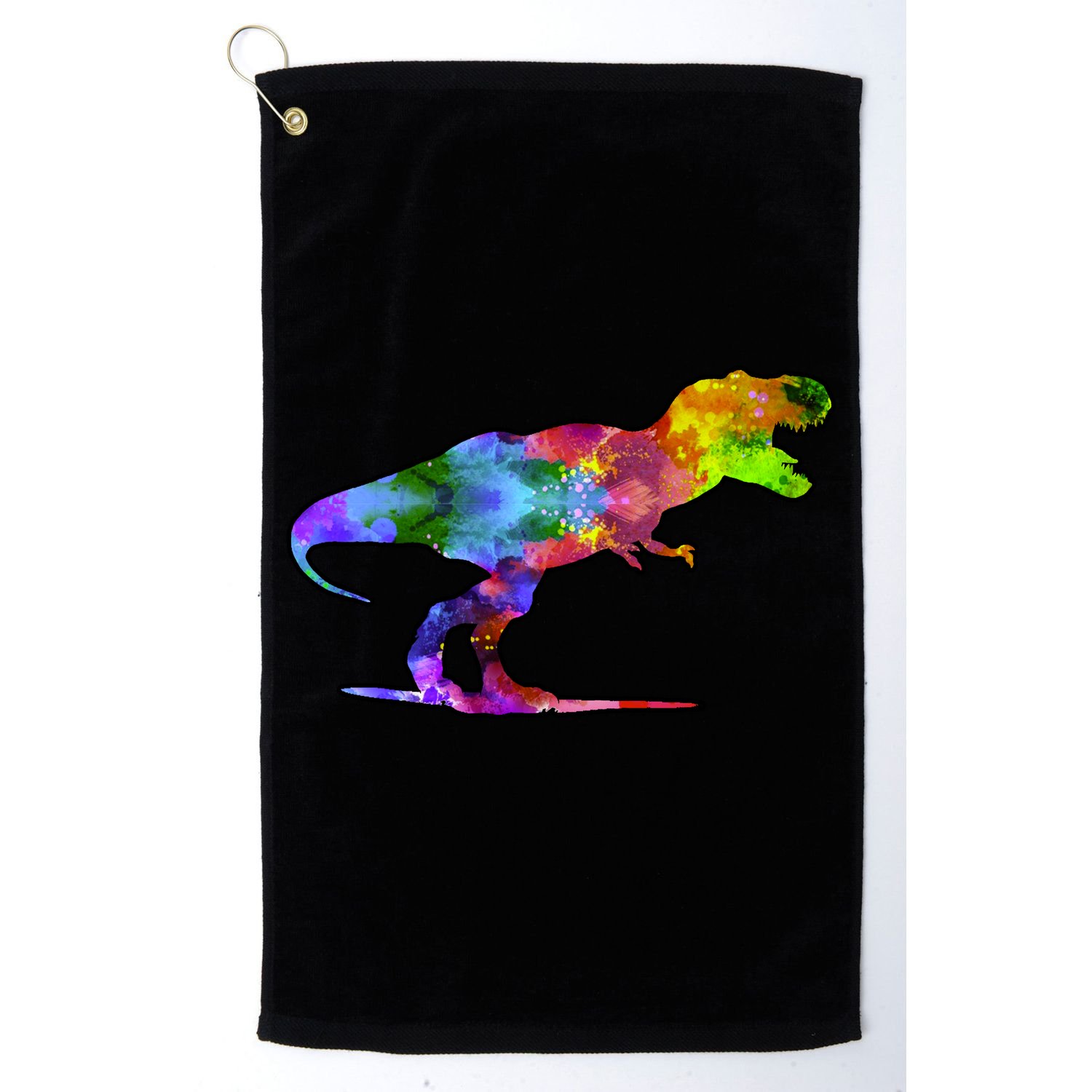 Rainbow Colorful Trex Dinosaur Golf Towel