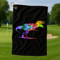Rainbow Colorful Trex Dinosaur Golf Towel