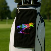 Rainbow Colorful Trex Dinosaur Golf Towel